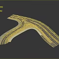 3D Model of Curved Road Structure with Multiple Lanes and Green Belt Design