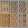 Various Pattern Wooden Wall Panels With Grid Diamond And Woven Designs 3d model