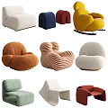 Modern Single Sofa Collection Featuring Various Colors Different Shapes And Comfortable Designs 3d model