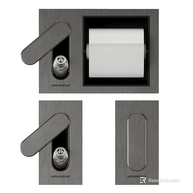 Industrial Stainless Steel Lock Equipment With Panel Handle Knob And Fitting Components 3d model 