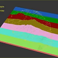 3D Terrain Model Featuring Green Mountainous Areas And Blue Background Contour Structure