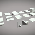 Assorted Paper Products With Folded Sheets Stacked Piles And Decorative Fringe Details