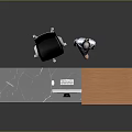 Modern Reception Desk With Black Marble Countertop And Wooden Accent Design