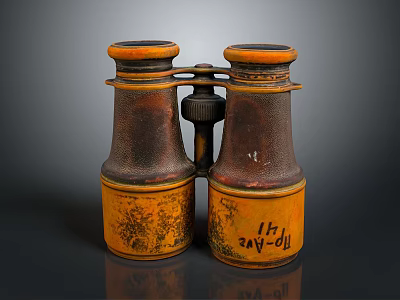 Classic Commercial Binoculars With Orange Brown Finish Decorative Patterns And 114 24x114 Specification 3d model