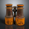 Classic Commercial Binoculars With Orange Brown Finish Decorative Patterns And 114 24x114 Specification