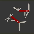 Red Swiss Army Knife With Multiple Blades And Tools On Black Surface 3d model