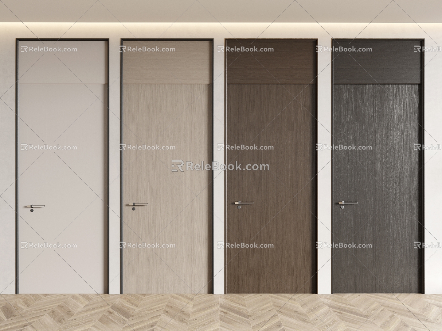 Swing door room door bedroom door single door wooden door 3d model