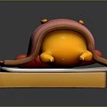 Lazy Yellow Cartoon Character Wrapped In Bacon And Lying On Square Bread Slice