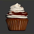 Delicious Red Cupcake With White Frosting Red Sauce Drizzle And Sprinkles