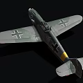 Vintage Fighter Plane with Green Gray Camouflage Black Cross on Wings Single Engine Propeller Design