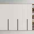 Modern Wardrobe Design With White Panels Black Handles And Open Storage Shelves 3d model