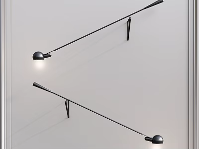 Modern Black Wall Lamps With Slim Metal Arms Mounted On White Indoor Wall 3d model
