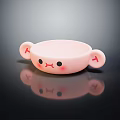 Cute Pink Dinnerware Set With Ear Shaped Handles And Smiley Face Design 3d model