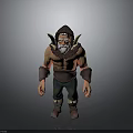 Muscular Horned Bearded 3D Character Model With Arm Guards Green Pants And Brown Boots