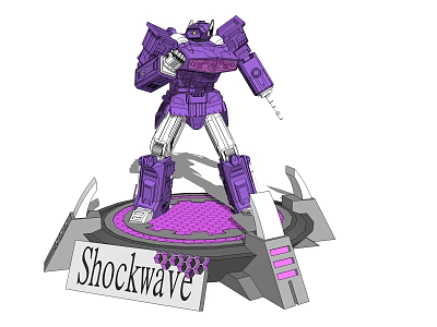 Purple Shockwave Electric Toy Robot With Display Base And Action Features 3d model