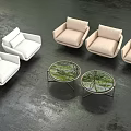 Stylish Single Seater Sofas Arrangement With Round Glass Coffee Tables