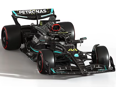 Black Mercedes Formula 1 Race Car Featuring Petronas Logo And Aerodynamic Design 3d model