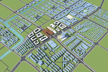 Modern Bird's Eye View Metro Station Planning Huinan Station 3d model