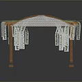 Wooden Pergola Structure With Green Plant Covered Roof And Hanging Vines