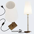 Modern Table Lamp With White Fabric Shade And Brass Base Including Power Cord