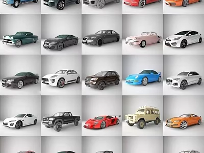 Diverse Car Models In Multiple Colors Including Sedans SUVs And Sports Cars 3d model