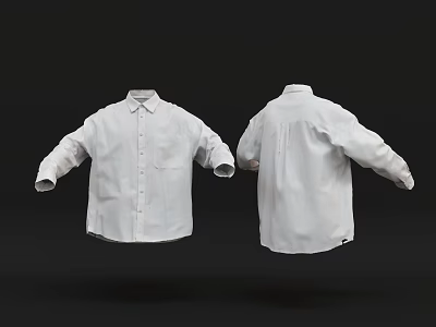 White Dress Shirts Front and Back Views With Pocket and Button Details 3d model