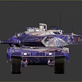 Modern Military Tank with Intricate Camouflage Patterns Long Cannon and Antennas