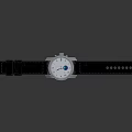 Modern Electronic Watch with Black Leather Strap White Dial and Minimalist Design