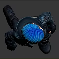 3D Rendered Female Character With Blue Hair Leather Jacket Tactical Pants And Boots