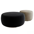 Modern Round Black And Beige Upholstered Ottoman Stools For Living Space