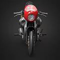 Vintage Red Cafe Racer Motorcycle With Round Headlight Black Seat And Exhaust Pipes