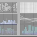 Artistic City Skyline Decorative Panels With Various Color Patterns And Designs 3d model