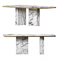 Modern Dining Table Design With Marble Legs And Sleek Tabletop Details 3d model