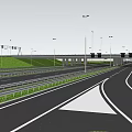 Road Infrastructure Featuring Wide Highway Street Lamps Green Belts And Lane Markings