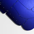 Orange Cracked Plaque And Blue Irregular Sculpture With Blue Sphere On White Framed Background
