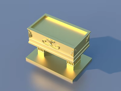 Elegant Golden Decorative Storage Box With Lid And Detailed Base Design 3d model
