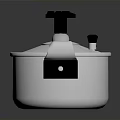 Modern Silver Pressure Cooker Kitchen Appliance With Black Handles And Knob