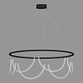 Modern Suspended Circular Chandelier With Illuminated Rings And Metal Frame Design
