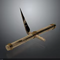 Handcrafted Wooden Primitive Tool Featuring Cross Structure Rope Wrapped And Pointed Tip 3d model