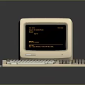 Vintage Electronic Computer With Beige Monitor Keyboard And Text Screen