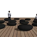 Pebble Stool Black Pebble Stone Stool Landscape Pebble Square Stone Stool 3d model