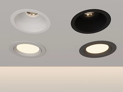 White And Black Ceiling Mounted Downlights And Spotlights For Indoor Lighting 3d model