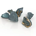 Textured Natural Wood And Stone Decorative Pieces Featuring Irregular Shapes And Golden Details