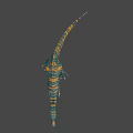 Realistic 3D Dinosaur Model With Blue Green Body And Orange Stripes Spiked Back