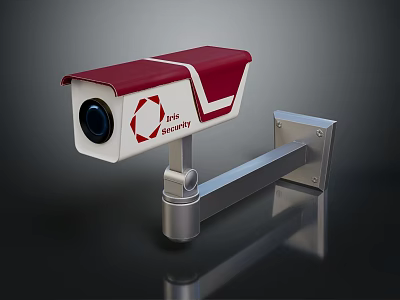 Projection Monitoring Smart Security Camera Red And White Design With Metal Bracket Installation 3d model