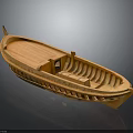 Handcrafted Wooden Boat Model With Intricate Interior Seats And Smooth Hull Design