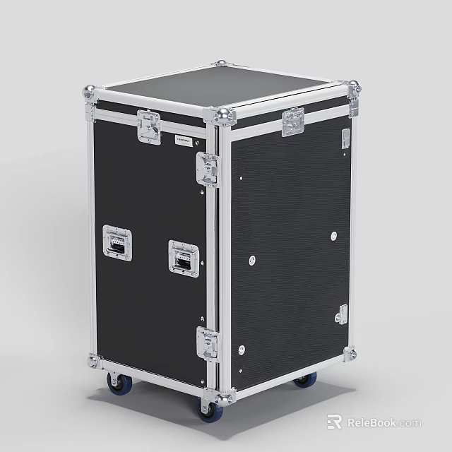 Black Aluminum Frame Equipment Case With Wheels And Secure Latches 3d model 
