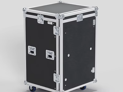 Black Aluminum Frame Equipment Case With Wheels And Secure Latches 3d model
