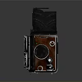 Vintage Twin Lens Reflex Camera with Classic Design and Metal Accents
