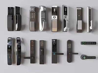 Different Styles Of Modern Door Handles With Smart Lock Features And Sleek Designs 3d model